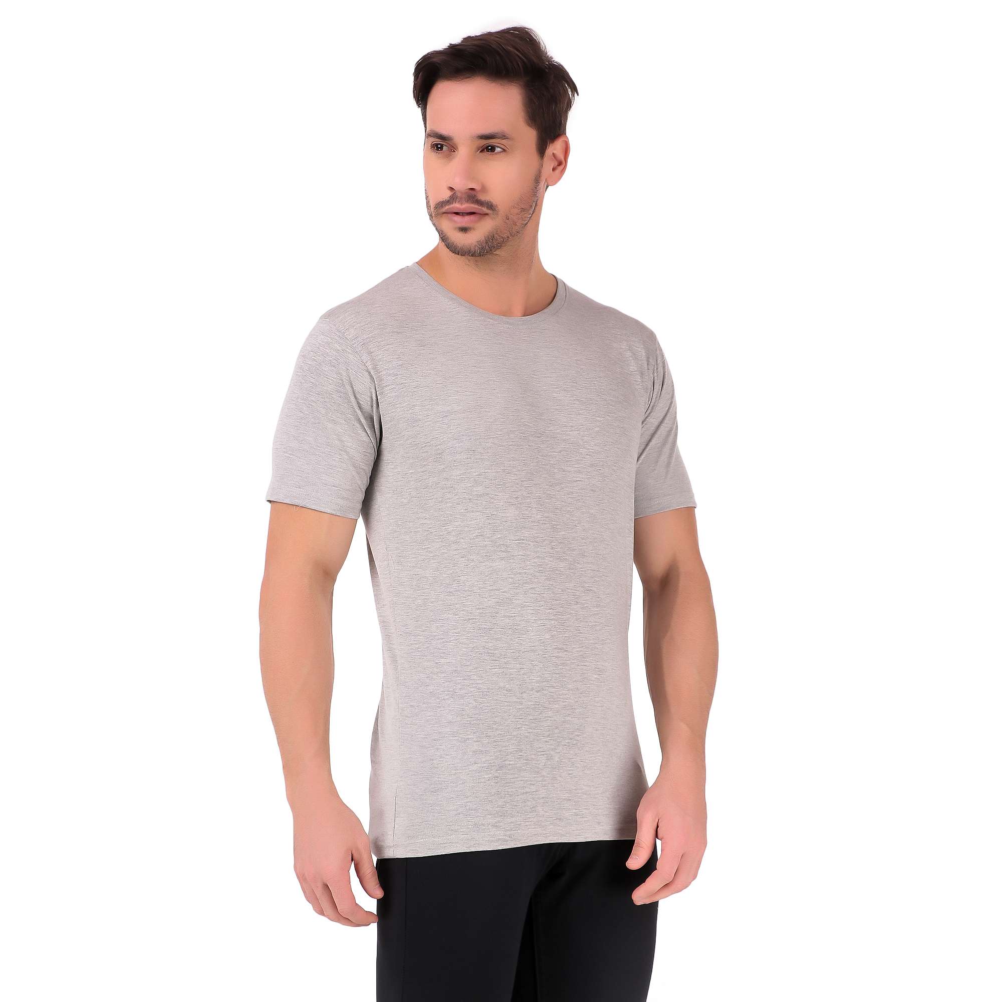 Rounded Neck Grey T-Shirt