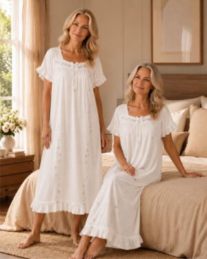 Cotton Woven Embroidered Nightwear for Women